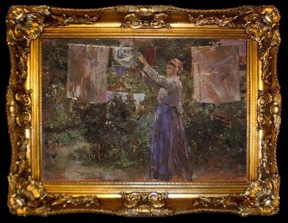 framed  Berthe Morisot Peasant Hanging out the Washing, ta009-2